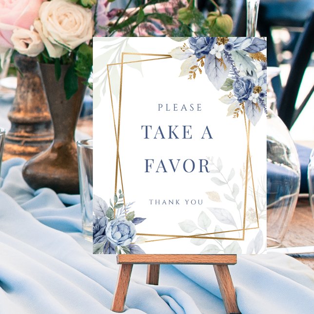 Póster Polvoriento Algo Azul Bridal Favor Rótulo Poster (Dusty Something Blue Bridal Favor Sign Poster)