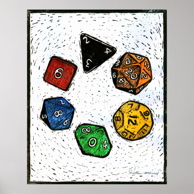 Póster Polyhedron_dice-círculo-lino-Outland_Arts-17inch-3 (Frente)