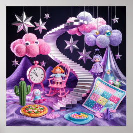 Póster Pom Pom Nubes Dreamy Surreal Poster