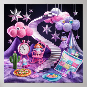 Póster Pom Pom Nubes Dreamy Surreal Poster