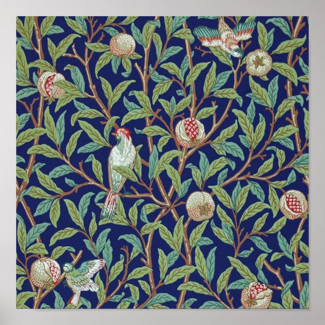 Póster Pomegranato y pequeño pájaro, William Morris (Frente)