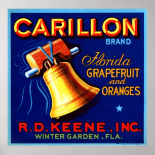 Póster Pomelo y naranjas de la Florida del carillón