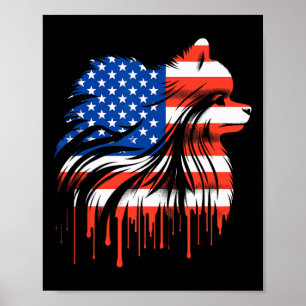 Póster Pomerania de goteo de pintura bandera americana de