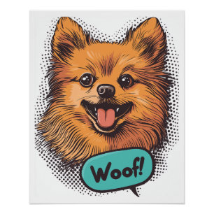 Póster Pomerania de Pop Art � Perro Cómico Retro