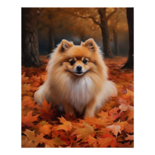 Póster Pomerania en otoño las hojas que caen inspiran
