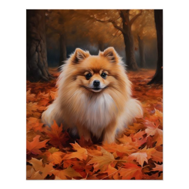 Póster Pomerania en otoño se inspira en las hojas de otoñ (Anverso)