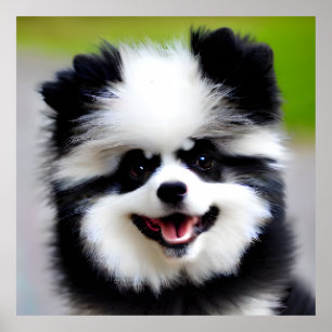 Póster Pomerania negra y blanca