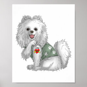 Póster Pomeranian I Love Mom Tattoo Dog Shirny Funny Moth