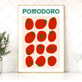 Póster Pomodoro Italiano Tomate Retro Estilo Vintage Mode