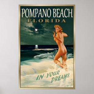 Póster Pompano Beach FLORIDA Original Marilyn Monroe