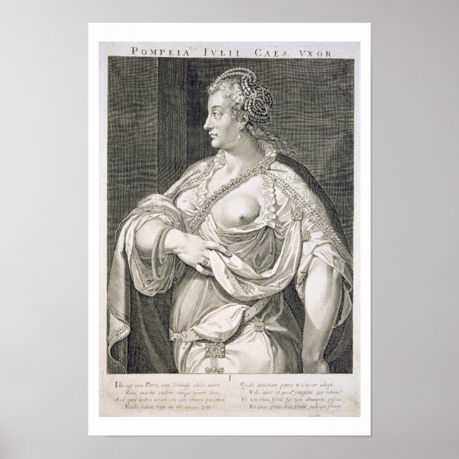 Póster Pompeya (d. AD 122) esposa de Julio César (engravi (Frente)