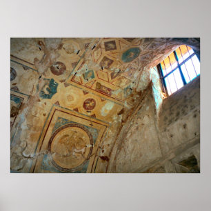 Póster Pompeya, murales sobre un techo abovedado