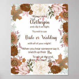 Póster Pon ropa Pin Boho Rótulo de juego de ducha otoño