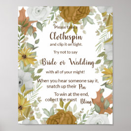 Póster Pon ropa Pin Boho Rótulo de juego de ducha otoño