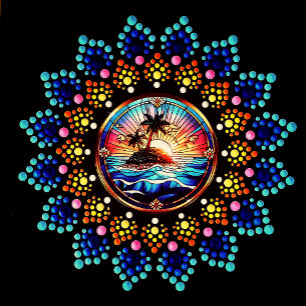 Póster Pon Tu Propia Mandala Con Un Centro De Atardecer D