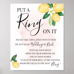Póster Pon un anillo en limones rosados Juego de la ducha