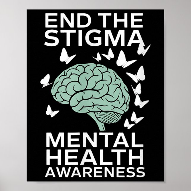 Póster Poner Fin Al Estigma De Salud Mental Consciente De (Frente)