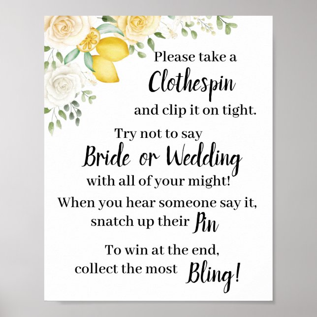 Póster Ponga un alfiler de ropa Lemons y Rosas Shower Gam (Frente)