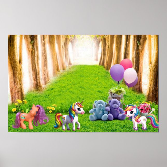 Póster Poni pequeño y unicornios (Frente)