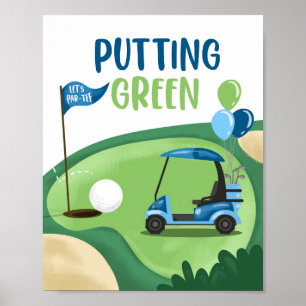 Póster Poniendo el Rótulo de cumpleaños Green Golf Par-Te