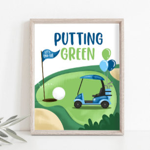 Póster Poniendo el Rótulo de cumpleaños Green Golf Par-Te