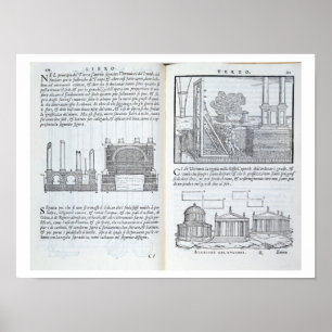 Póster Poniendo fundaciones, de "Della Architettura", pub