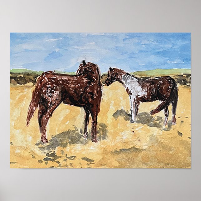 Póster Ponies en la isla de Assateague (Frente)