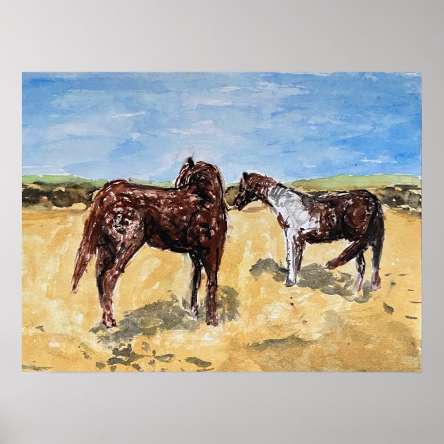 Póster Ponis de la isla Assateague (Frente)