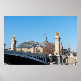 Póster Pont Alexandre III y Grand Palais en un día solead