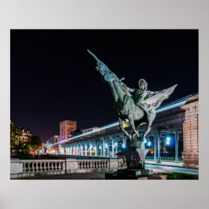 Póster Pont de Bir-Hakeim de noche - París, Francia