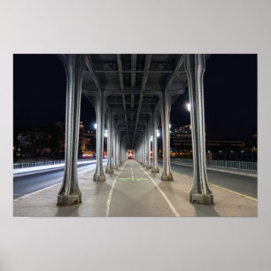Póster Pont de Bir-Hakeim de noche - París, Francia