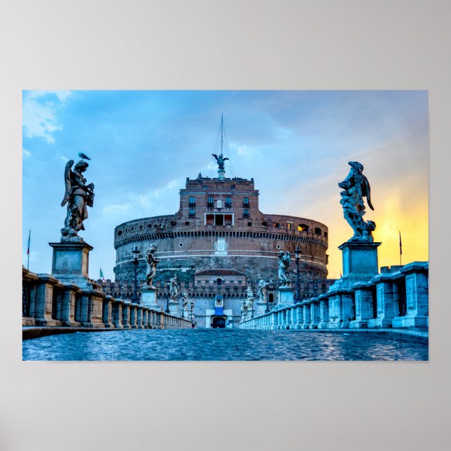 Póster Ponte Sant'Angelo at dawn - Rome Italy (Frente)