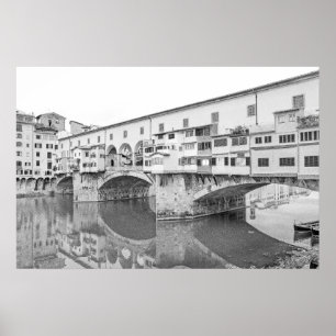 Póster Ponte Vecchio Black and White Sketch