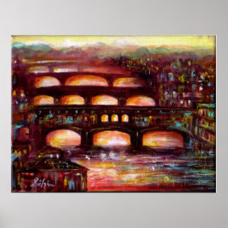 Póster Ponte Vecchio y otros puentes de Florencia