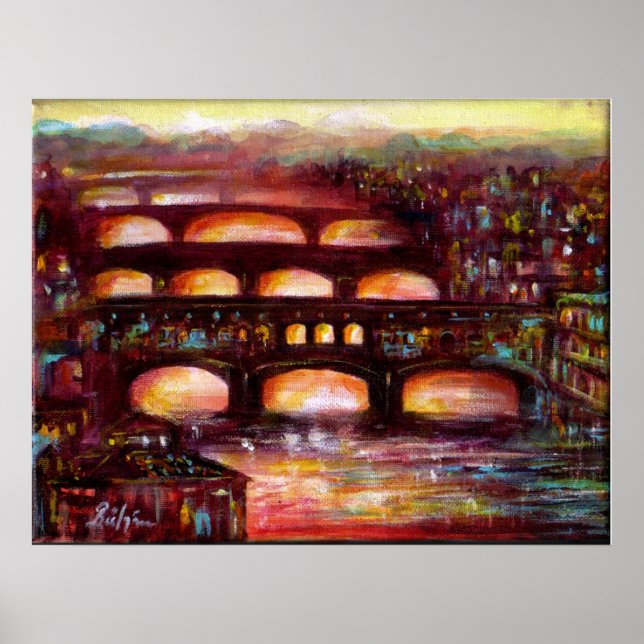 Póster Ponte Vecchio y otros puentes de Florencia (Frente)