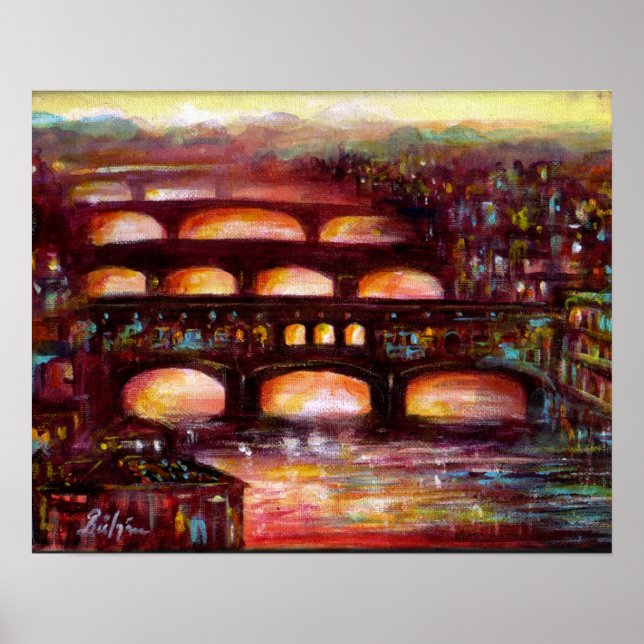 Póster Ponte Vecchio y otros puentes de Florencia (Frente)