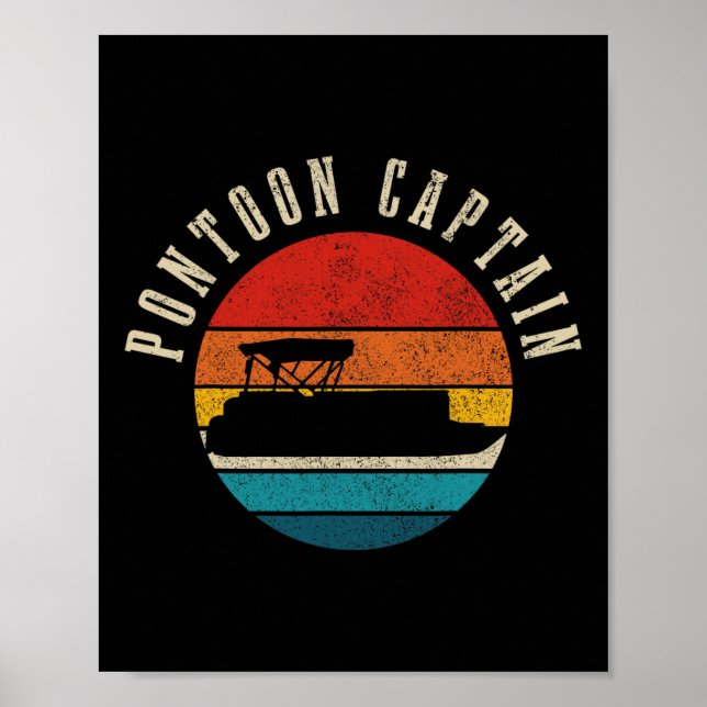 Póster Pontoon Captain Vintage Pontooning Boating Boat Fu (Frente)