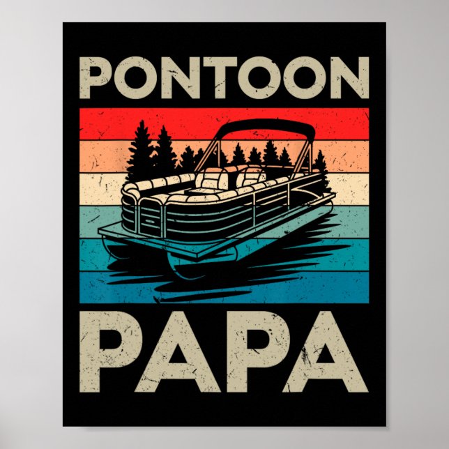 Póster Pontoon Papa Recto Capitán Bote Pontoon Dueño Papá (Frente)