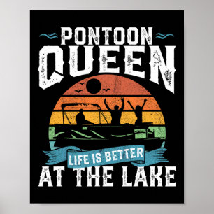 Póster Pontoon Queen Funny Boating Lake Pontooning Mujere