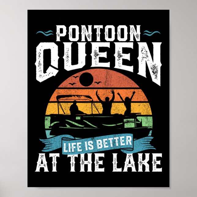 Póster Pontoon Queen Funny Boating Lake Pontooning Mujere (Frente)