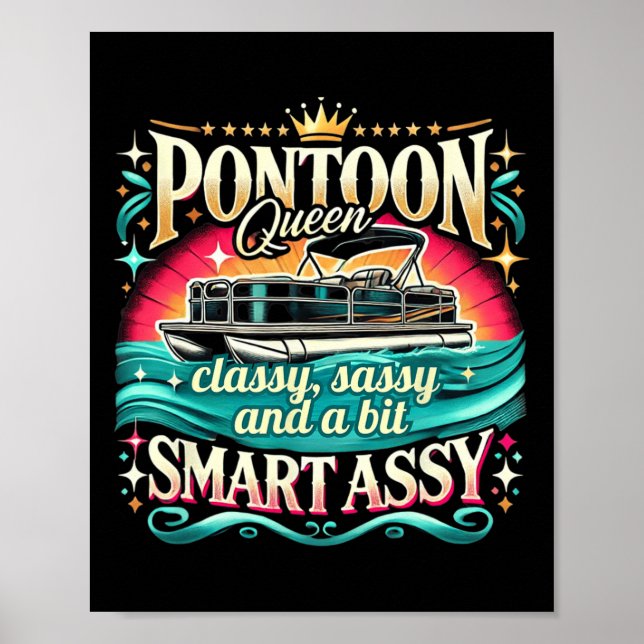 Póster Pontoon Queen Women Pontoon Bote Capitán Bote (Frente)