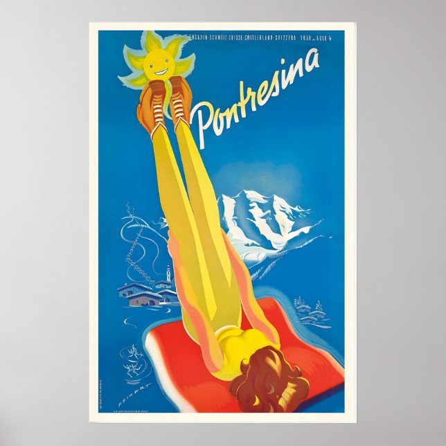 Póster Pontresina Engadin Schweiz Suiza Suiza (Frente)