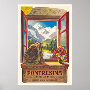 Póster Pontresina Engadin Schweiz Suiza Suiza