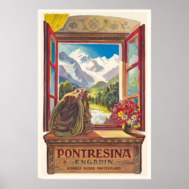 Póster Pontresina Engadin Schweiz Suiza Suiza (Frente)