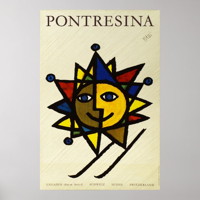 Póster Pontresina, Engadin, Suiza, cartel de viaje (Frente)
