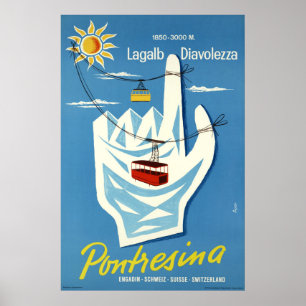 Póster Pontresina, Engadin, Suiza, poster del viaje