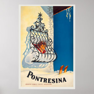 Póster Pontresina Engadin Suiza Schweiz Suisse