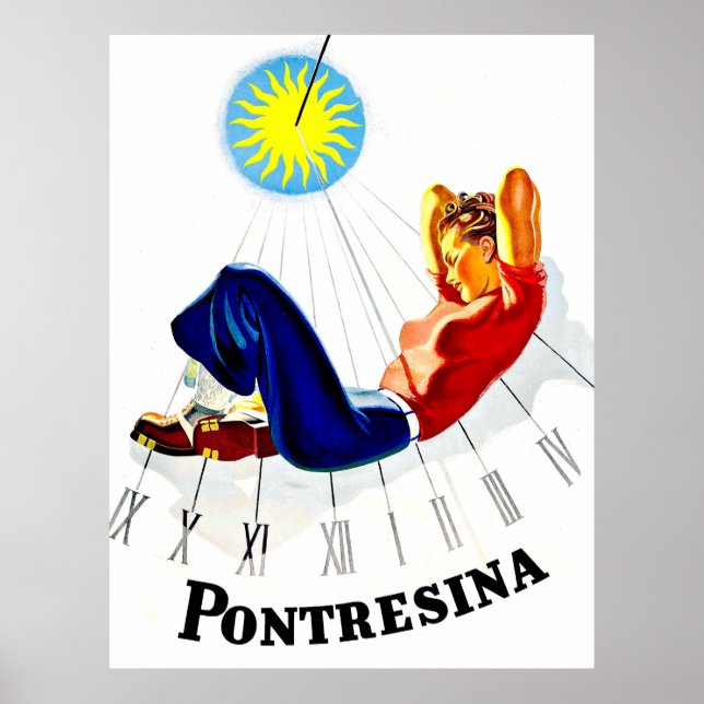 Póster Pontresina, Switzerland, girl is sunbath (Frente)