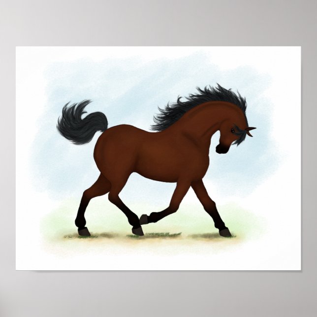 Póster Pony ecuestre de Trotting Bay (Frente)