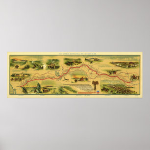 Póster Pony Express Map by William Henry Jackson 1861